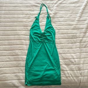 Teal/Green Halter Mini Dress | Double lined